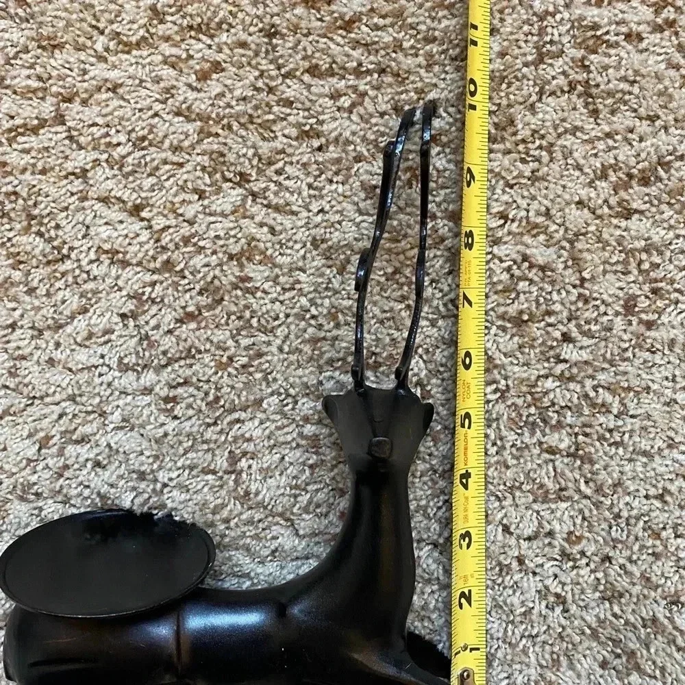 Oil rubbed Bronze sitting reindeer pillar candle holder decor